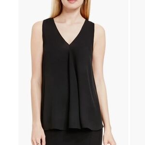 Vince Camuto Drape Front V-Neck Sleeveless Blouse Black Small